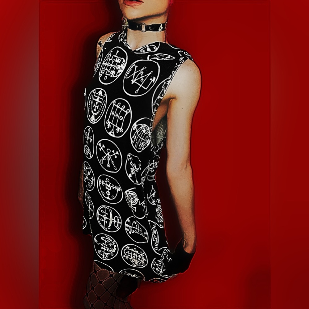 Killstar witchy black mini dress with hood